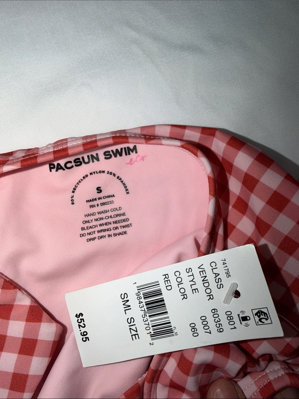 Pacsun Red Gingham Elise Ruffle One Piece Swimsuit Size: SMALL - Picture 6 of 13